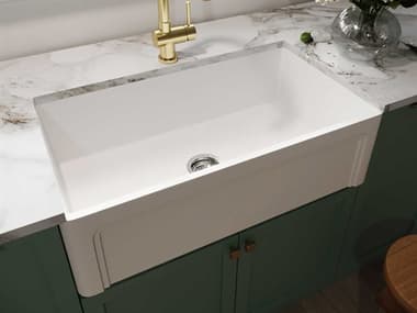 Vigo Matte Stone White 33'' Rectangular Single-Basin Undermount Casement-Front Farmhouse Kitchen Sink VIVGRA3318SL