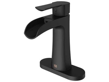 Vigo Paloma Matte Black 1-Handle Waterfall Vessel Bathroom Faucet with Deck Plate VIVG01041MBK1