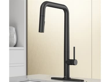Vigo Parsons Matte Black Pull-Down Kitchen Faucet with Deck Plate VIVG02031MBK1