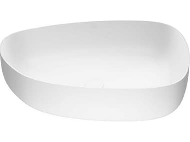 Vigo Peony Matte White 20'' Irregular Oval Vessel Bathroom Sink VIVG04012