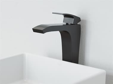 Vigo Blackstonian Matte Black 1-Handle Waterfall Vessel Bathroom Faucet VIVG03018MB