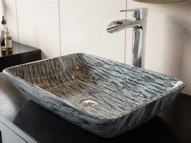 Vigo Titanium Slate Grey 18'' Rectangular Vessel Bathroom Sink with Chrome 1-Lever Niko Faucet and Drain VIVGT1702