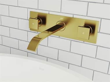 Vigo Titus Matte Brushed Gold Dual-Handle Wall-Mount Vessel Bathroom Faucet VIVG05002MG