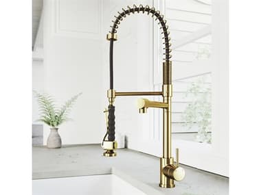 Vigo Zurich Matte Brushed Gold 1-Handle Pull-Down Spray Kitchen Faucet VIVG02007MG