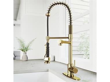 Vigo Zurich Matte Brushed Gold 1-Handle Pull-Down Spray Kitchen Faucet with Deck Plate VIVG02007MGK1