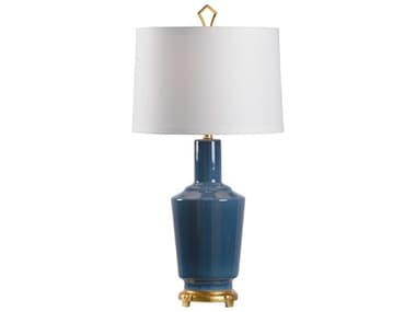Wildwood Emma Turkish Blue Ivory Linen Buffet Lamp WL47083