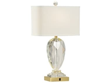 Wildwood Christal Clear Off White Linen Brass Buffet Lamp WL47046