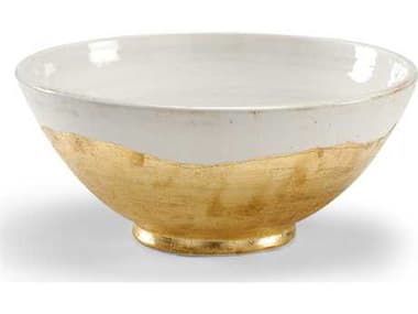 Wildwood Centrepiece White Glaze Metallic Gold Euro Ceramic Bowl Decorative Bowl WL295202
