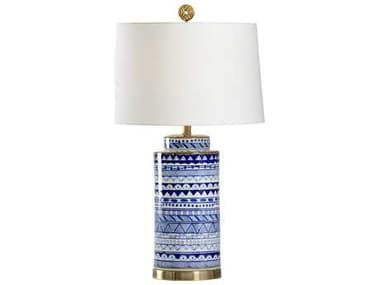 Wildwood Destin Blue White Off Linen Brass Buffet Lamp WL13153