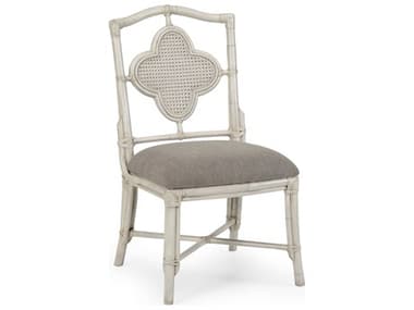 Wildwood Selene Rattan Gray Fabric Upholstered Side Dining Chair WL490278