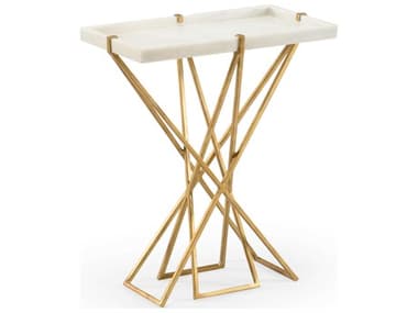 Wildwood Xavier Rectangular Stone Natural White Gold End Table WL490334
