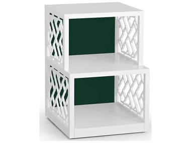 Wildwood Chip 18" Rectangular Wood Chantilly Lace Chrome Green End Table WL490553