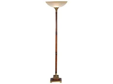 Wildwood Torchiere Of Wood 71" Tall Brown Gold Floor Lamp WL9120