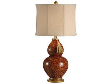 Wildwood Red Gourd Crackled Glaze Taupe Linen Buffet Lamp WL12504