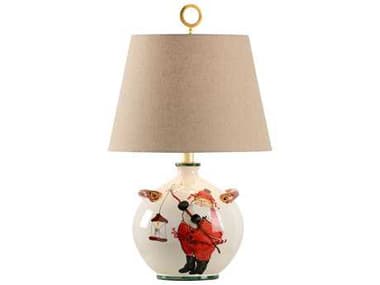Wildwood St. Nick White Red Green Natural Linen Table Lamp WL17162