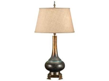 Wildwood Genie Bottle Weathered Bronze Tan Linen Brass Buffet Lamp WL21172
