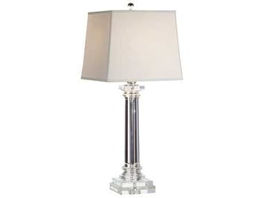 Wildwood Round Crystal Column Clear Off White Silk Nickel Buffet Lamp WL22231