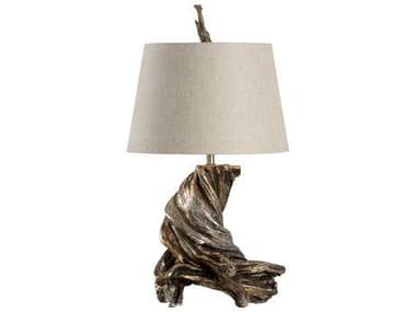 Wildwood Olmsted Antique Silver Leaf Natural Linen Buffet Lamp WL23329
