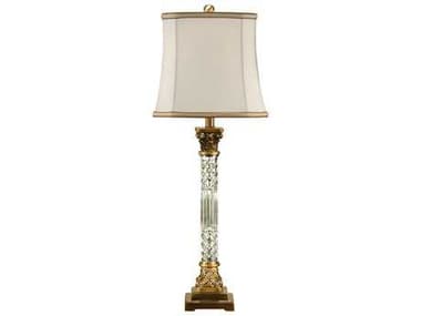 Wildwood Crystal Column Clear Eggshell Silkette Brass Buffet Lamp WL46655