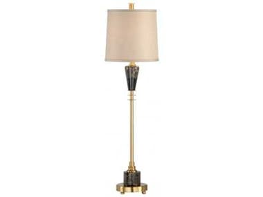 Wildwood Cosmic Gold Natural Linen Brass Buffet Lamp WL60454