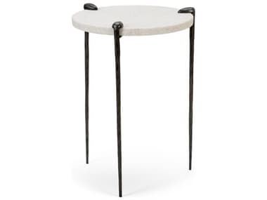 Wildwood Tate 17" Round Marble Raw Steel End Table WL490059
