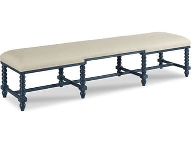 Woodbridge 78" Navy Blue Fabric Upholstered Accent Bench WBF733435