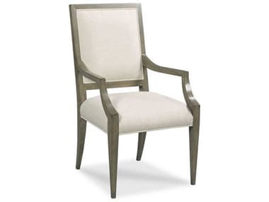 Woodbridge Callisto Oak Wood Gray Fabric Upholstered Arm Dining Chair WBF729115