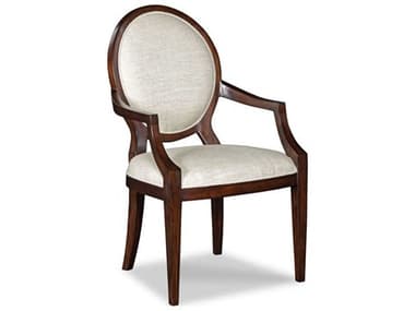 Woodbridge Oval Back Hardwood Brown Fabric Upholstered Arm Dining Chair WBF723003