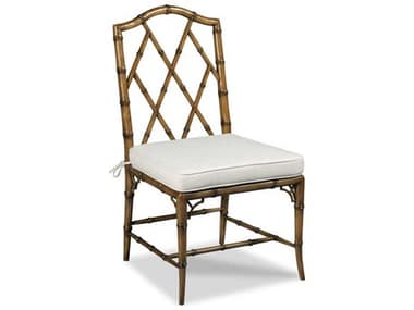 Woodbridge Faux Bamboo Side Hardwood Brown Fabric Upholstered Dining Chair WBF728520