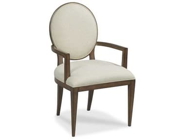 Woodbridge Ovale Hardwood Brown Fabric Upholstered Arm Dining Chair WBF732004