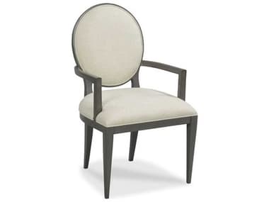 Woodbridge Ovale Hardwood Gray Fabric Upholstered Arm Dining Chair WBF732063