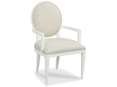 Woodbridge Ovale Hardwood White Fabric Upholstered Arm Dining Chair WBF732068