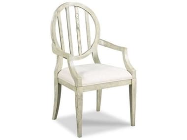 Woodbridge Emma Solid Wood White Fabric Upholstered Arm Dining Chair WBF710007