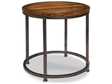 Woodbridge Utilitaire Round Normandy Textured Black Steel End Table WBF112826