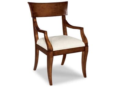 Woodbridge Lindsay Hardwood Brown Fabric Upholstered Arm Dining Chair WBF704311