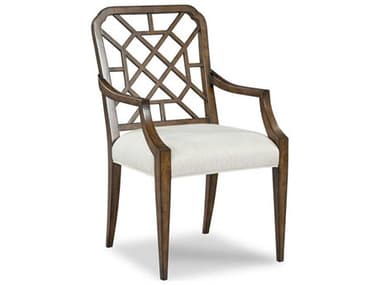 Woodbridge Merrion Hardwood Brown Fabric Upholstered Arm Dining Chair WBF728210