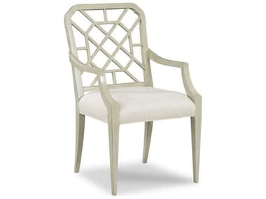 Woodbridge Merrion Hardwood White Fabric Upholstered Arm Dining Chair WBF728265