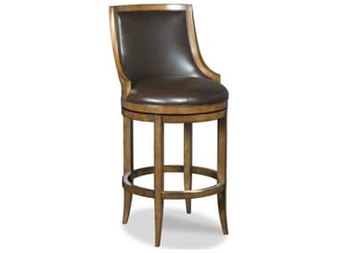 Woodbridge Redding Leather Swivel Upholstered Hardwood Hazelnut Bar Stool WBF750020