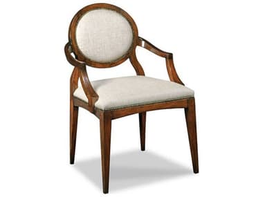 Woodbridge Ventura Hardwood Brown Fabric Upholstered Arm Dining Chair WBF719311