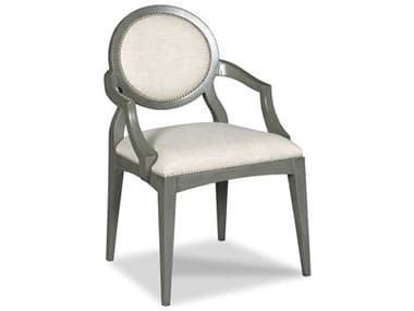 Woodbridge Ventura Hardwood Gray Fabric Upholstered Arm Dining Chair WBF719364