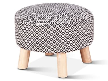 World Interiors Algiers 24" Beige Fabric Upholstered Accent Stool WITZWALGRRST24