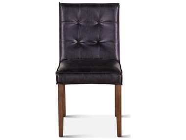 World Interiors Avery Oak Wood Black Leather Upholstered Side Dining Chair WITZWAY43BDSC2X