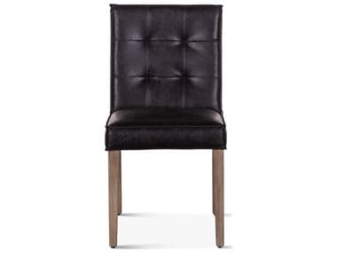 World Interiors Avery Oak Wood Black Leather Upholstered Side Dining Chair WITZWAY43BLSC2X