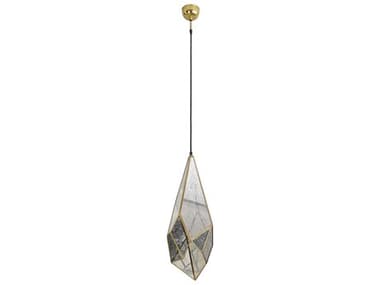 World Interiors Bali 9" 1-Light Antique Brass Glass Geometric Mini Pendant WITZWBLITD1