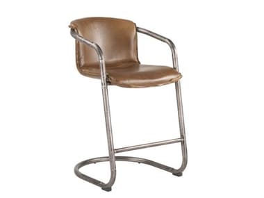 World Interiors Chiavari Leather Upholstered Distressed Brown Counter Stool WITZWCI267