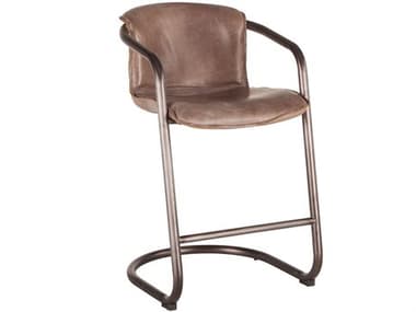 World Interiors Chiavari Leather Upholstered Distressed Jet Brown Brushed Nickel Counter Stool WITZWPFCC22JBG