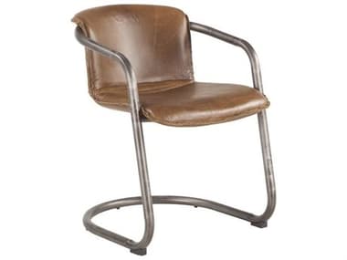 World Interiors Chiavari Leather Brown Upholstered Arm Dining Chair WITZWCI22268