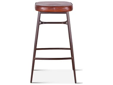 World Interiors Hudson Brown Powder Coated Leather Bar Stool WITZWHUDBCBL