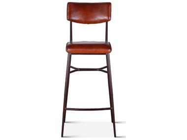 World Interiors Hudson Brown Powder Coated Leather Bar Stool WITZWHUDBCHB