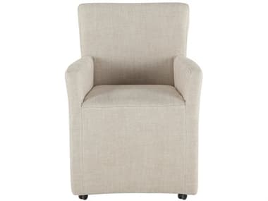 World Interiors Lily Birch Wood White Fabric Upholstered Arm Dining Chair WITZWPY08